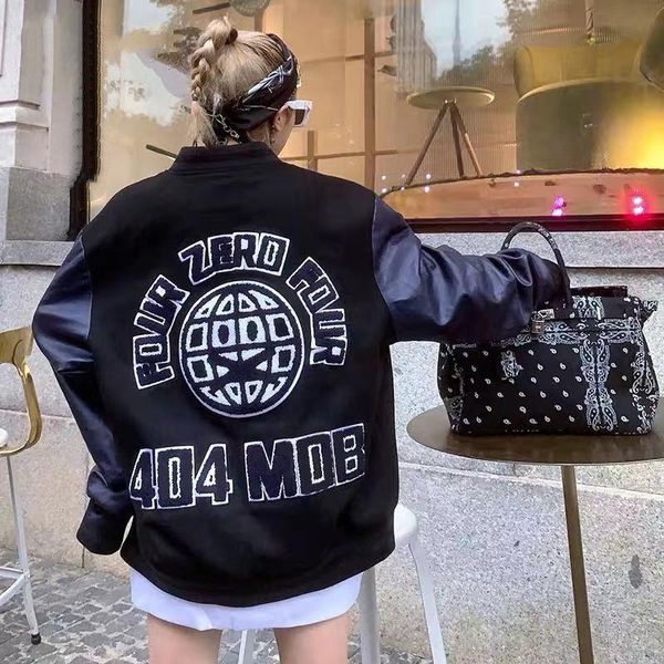 women's jackets autumn and winter retro style stitching printed baseball uniform loose versatile personality leather sleeve jacket wome, Black;brown
women's jackets autumn and winter retro style stitching printed baseball uniform loose versatile personality leather sleeve jacket wome, Black;brown