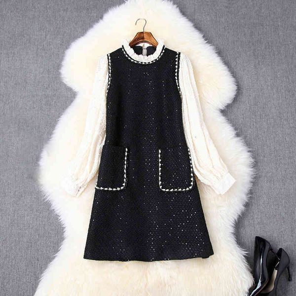 casual dresses spring summer black long sleeve stand collar contrast color tweed beads panelled short mini dress & fashion ld11t10518 2pyg, Black;gray
casual dresses spring summer black long sleeve stand collar contrast color tweed beads panelled short mini dress & fashion ld11t10518 2pyg, Black;gray