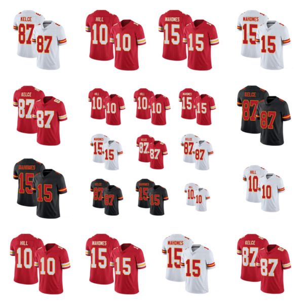 2021 10 tyreek hill football jersey 15 patrick mahomes 87 travis kelce, Black;red