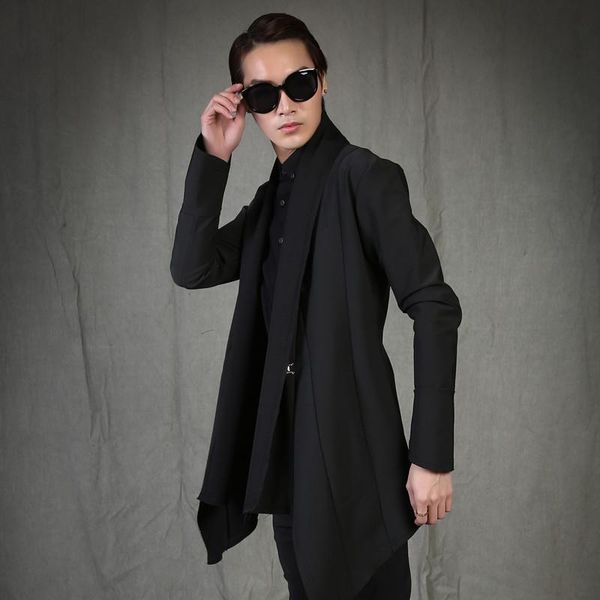 men's trench coats 2021 big yards outerwear fashion personality slim medium-long male black no buttonthe singer's clothing, Tan;black
men's trench coats 2021 big yards outerwear fashion personality slim medium-long male black no buttonthe singer's clothing, Tan;black