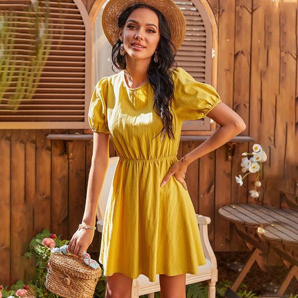 spring solid backless dress women casual short sleeve o neck mini for high waist summer dresses, Black;gray
spring solid backless dress women casual short sleeve o neck mini for high waist summer dresses, Black;gray