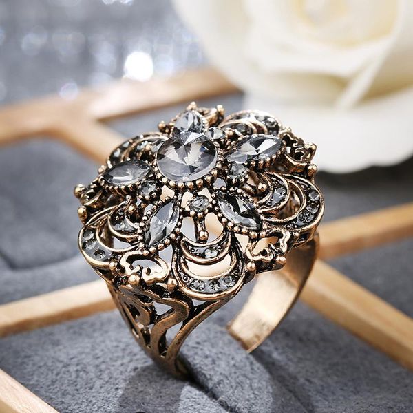 cluster rings kinel luxury gray crystal flower vintage wedding for women boho punk turkish jewelery bague femme 2021, Golden;silver
cluster rings kinel luxury gray crystal flower vintage wedding for women boho punk turkish jewelery bague femme 2021, Golden;silver