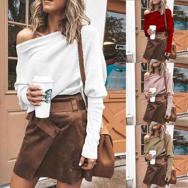 sweater solid color threads knit women's sweaters off the shoulder casual batwing sleeve pullovers oversize winter clothes, White;black
sweater solid color threads knit women's sweaters off the shoulder casual batwing sleeve pullovers oversize winter clothes, White;black
