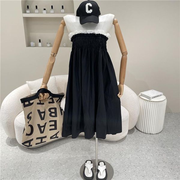 casual dresses women's clothing summer 2021 fashion off shoulder breast wrapping color matching design black dress, Black;gray
casual dresses women's clothing summer 2021 fashion off shoulder breast wrapping color matching design black dress, Black;gray