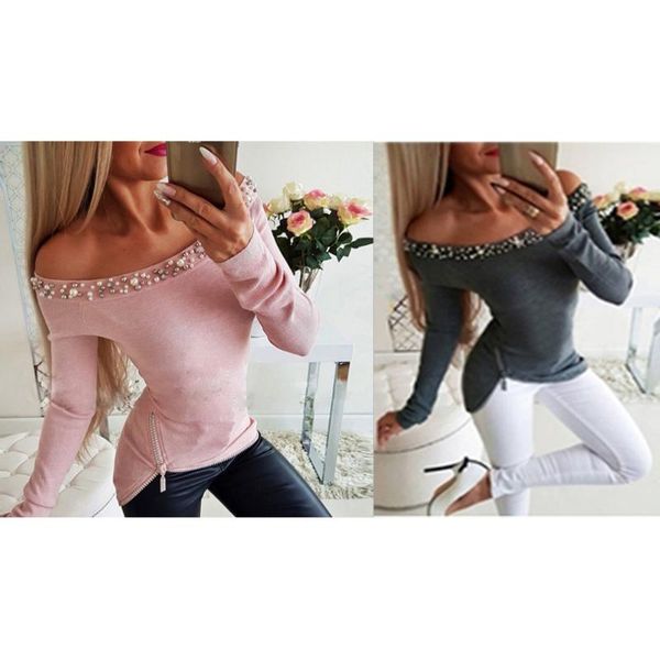 men's hoodies & sweatshirts women spring autumn blouses off shoulder pearl shirt slim fit long sleeveshirt bodycon solid zipper blusas, Black
men's hoodies & sweatshirts women spring autumn blouses off shoulder pearl shirt slim fit long sleeveshirt bodycon solid zipper blusas, Black