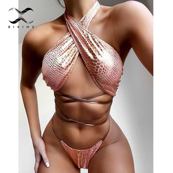 women's swimwear halter bathing suit snake bikini set pink brazilian thong lace up women 2021 summer bathers swimsuit female, White;black
women's swimwear halter bathing suit snake bikini set pink brazilian thong lace up women 2021 summer bathers swimsuit female, White;black