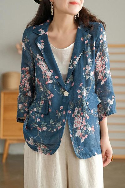 women's jackets summer women retro loose casual 2021 coat v-neck one grain button print all-match ladies, Black;brown
women's jackets summer women retro loose casual 2021 coat v-neck one grain button print all-match ladies, Black;brown