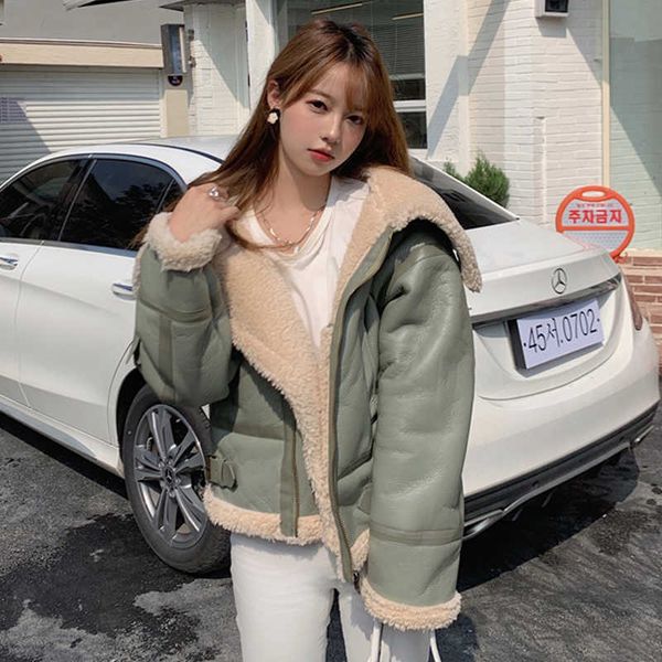 ly varey lin winter women punk style pu leather jacket moto biker loose outwear warm lambswool stand coat female 210526, Black
ly varey lin winter women punk style pu leather jacket moto biker loose outwear warm lambswool stand coat female 210526, Black