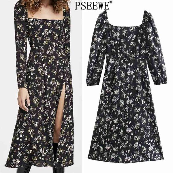 black floral long dress women vintage french square neck puff sleeve woman hem slit elegant es 210519, Black;gray
black floral long dress women vintage french square neck puff sleeve woman hem slit elegant es 210519, Black;gray