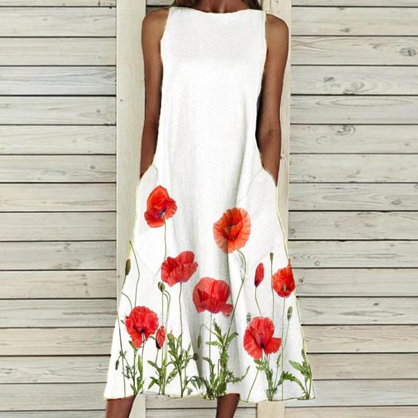 casual dresses women summer floral print dress party round neck sleeveless long elegant loose pocket plus size, Black;gray
casual dresses women summer floral print dress party round neck sleeveless long elegant loose pocket plus size, Black;gray