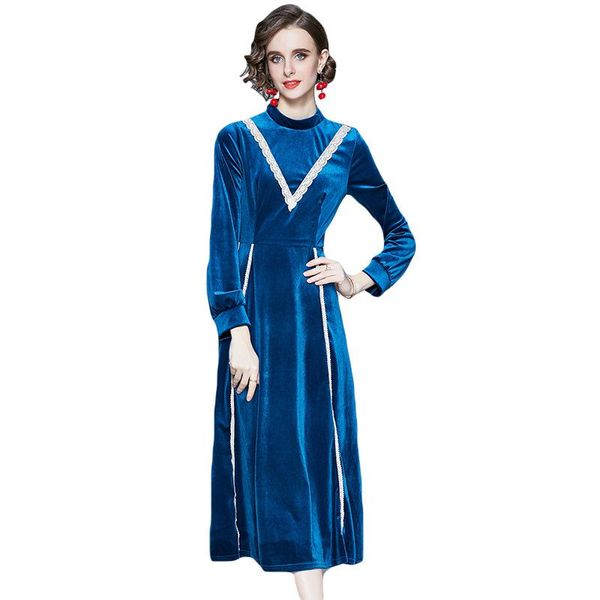 casual dresses velvet dress female spring and autumn retro lace blue long-sleeved large size s-2xl elegant vestidos, Black;gray
casual dresses velvet dress female spring and autumn retro lace blue long-sleeved large size s-2xl elegant vestidos, Black;gray