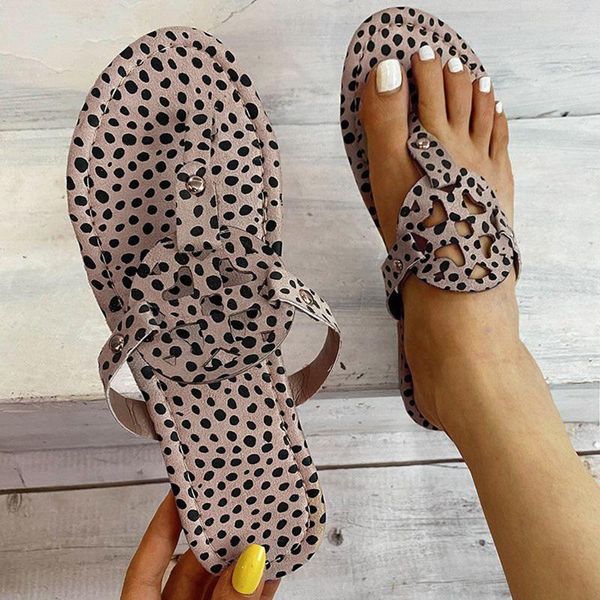 slippers flat women 2021 leopard print flip flops shoes summer sandals round toe beach claquette femme, Black