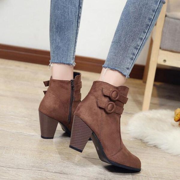 boots 2021 double buckle woman autumn winter shoes women block heel flock short ankle lady casual wbs006, Black
boots 2021 double buckle woman autumn winter shoes women block heel flock short ankle lady casual wbs006, Black
