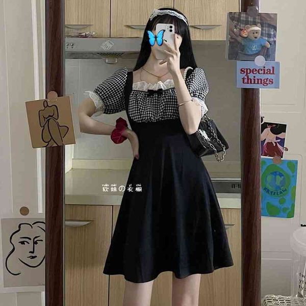 maid summer black kawaii plaid women dresses mini sweet cute lace preppy style lolita vintage streetwear outfits, Black;gray
maid summer black kawaii plaid women dresses mini sweet cute lace preppy style lolita vintage streetwear outfits, Black;gray