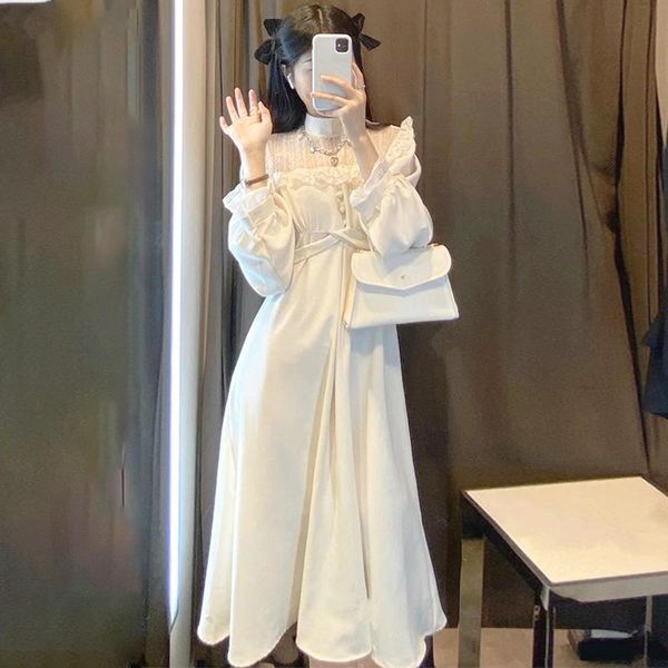 casual dresses sannian sweet lace dress 2021 spring and autumn mid-length temperament high waist slim women clothes, Black;gray
casual dresses sannian sweet lace dress 2021 spring and autumn mid-length temperament high waist slim women clothes, Black;gray