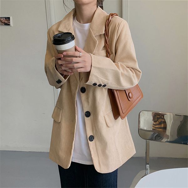 casual women outerwear solid loose jacket ol coats retro long sleeve vintage office lady corduroy blazers 210421, White;black
casual women outerwear solid loose jacket ol coats retro long sleeve vintage office lady corduroy blazers 210421, White;black
