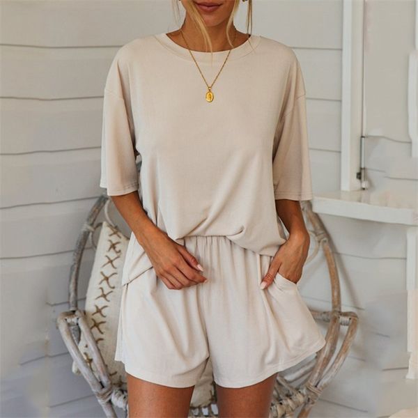 casual shorts sets women two piece summer autumn loose wide leg lounge wear matching set 210427, White
casual shorts sets women two piece summer autumn loose wide leg lounge wear matching set 210427, White