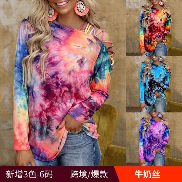 women's t-shirt fashion inclined collar tie-dye printed long sleeve off-the-shoulder casual oblique plus size s-3xl 18 color, White
women's t-shirt fashion inclined collar tie-dye printed long sleeve off-the-shoulder casual oblique plus size s-3xl 18 color, White