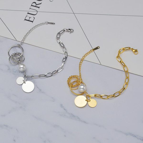 charm bracelets allme korea fashion faux pearl coin bracelet for women multi circle geometric asymmetric chain titanium steel, Golden;silver
charm bracelets allme korea fashion faux pearl coin bracelet for women multi circle geometric asymmetric chain titanium steel, Golden;silver