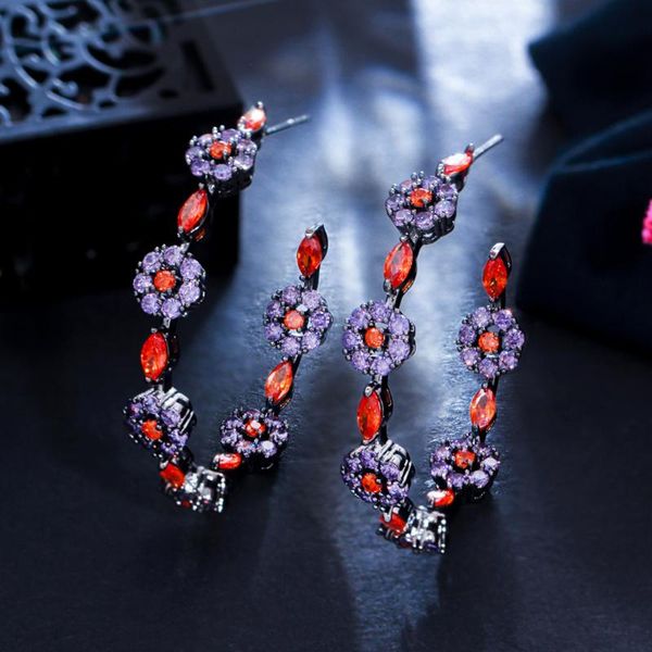 hoop & huggie elegant purple red cubic zirconia crystal flower large round circle earrings for women luxury chic jewelry cz936, Golden;silver
hoop & huggie elegant purple red cubic zirconia crystal flower large round circle earrings for women luxury chic jewelry cz936, Golden;silver