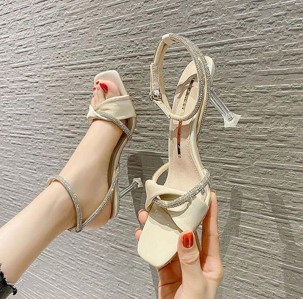 sandals women square head thin versatile summer fashion women's rhinestone girlish style with high heels, Black
sandals women square head thin versatile summer fashion women's rhinestone girlish style with high heels, Black