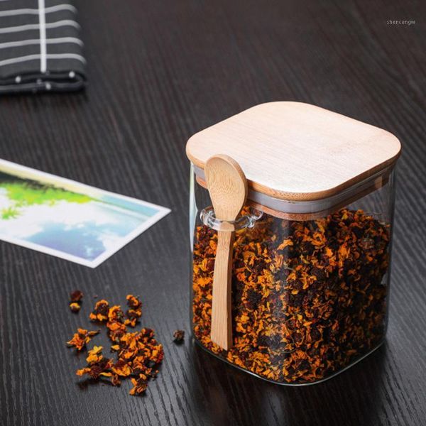 1* see-through design glass jar clear canister bottle storage jars with bamboo lid + spoon for salt coffee bean
1* see-through design glass jar clear canister bottle storage jars with bamboo lid + spoon for salt coffee bean