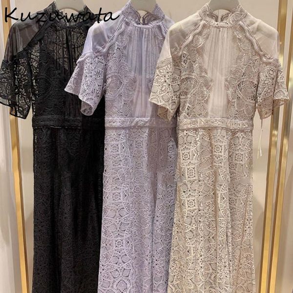 casual dresses chic collar stand high waist vestidos elegant mid-length lace patchwork women dress japan style all-match, Black;gray
casual dresses chic collar stand high waist vestidos elegant mid-length lace patchwork women dress japan style all-match, Black;gray