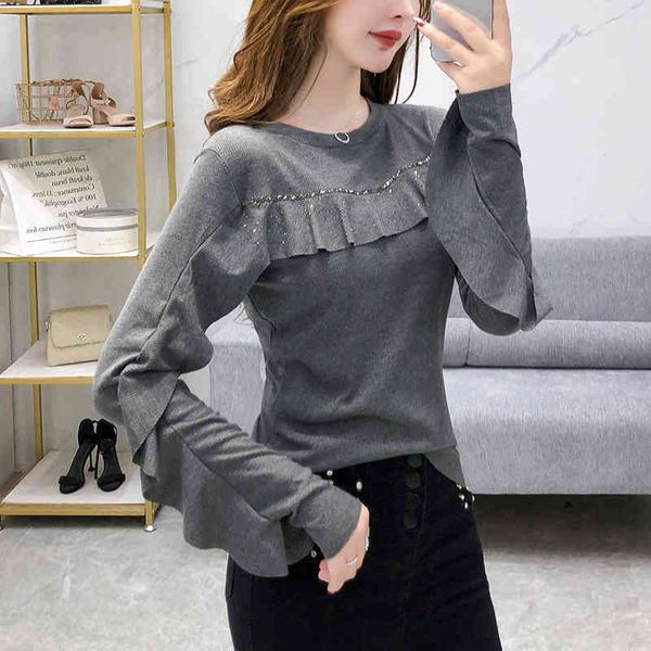 luxury design women's o neck long sleeves ruffles bling t-shirt autumn female pullover casual tees a3787 210428, White
luxury design women's o neck long sleeves ruffles bling t-shirt autumn female pullover casual tees a3787 210428, White