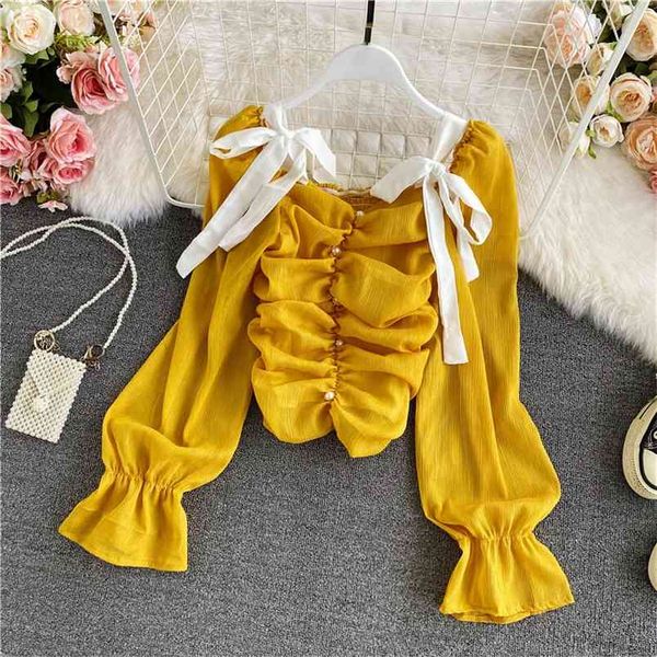spring autumn puff sleeve short women's square collar bowknot temperament all-match pullover chiffon shirt uk784 210506, White
spring autumn puff sleeve short women's square collar bowknot temperament all-match pullover chiffon shirt uk784 210506, White