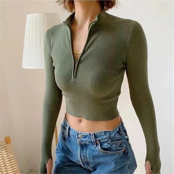 women's sweaters half high neck short knitted sweater female long-sleeved korean slim solid ladies pullover zipper crop top, White;black
women's sweaters half high neck short knitted sweater female long-sleeved korean slim solid ladies pullover zipper crop top, White;black