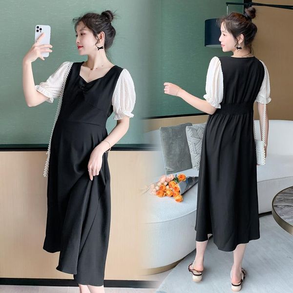 8788# summer chic ins black maternity long party dress elegant patchwork v neck a line slim clothes for pregnant women pregnancy dresses, White
8788# summer chic ins black maternity long party dress elegant patchwork v neck a line slim clothes for pregnant women pregnancy dresses, White