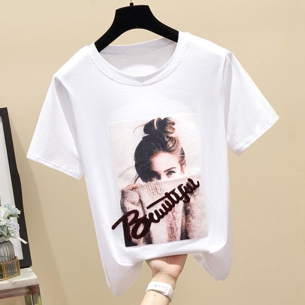 gkfnmt 2021 summer t shirts women t-shirt cotton tshirt letter applique white short sleeve vetement femme korean clothes women's
gkfnmt 2021 summer t shirts women t-shirt cotton tshirt letter applique white short sleeve vetement femme korean clothes women's