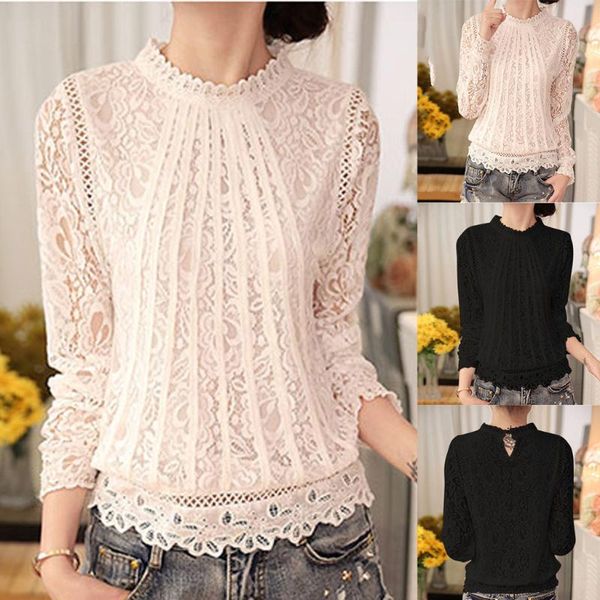 women's blouses & shirts ladies autumn lace long sleeve t-shirt blouse pullover high neck loose, White
women's blouses & shirts ladies autumn lace long sleeve t-shirt blouse pullover high neck loose, White