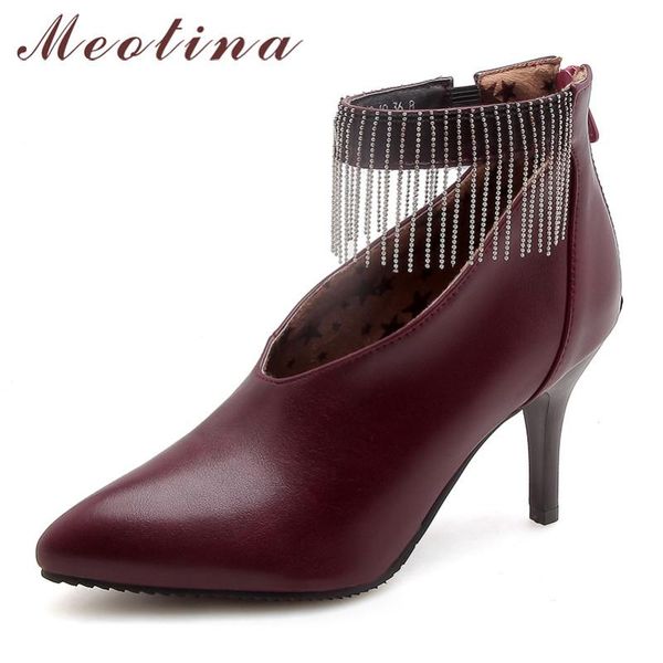 dress shoes meotina high heels women pumps zipper thin ankle strap fringe crystal pointed toe party lady plus size 12, Black
dress shoes meotina high heels women pumps zipper thin ankle strap fringe crystal pointed toe party lady plus size 12, Black