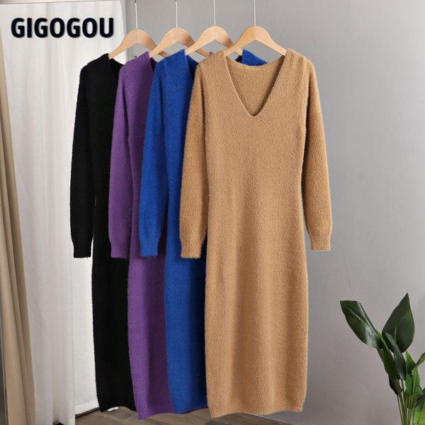 casual dresses gigogou v neck long knit women sweater dress elegant winter sleeve pullover midi thick warm christmas party, Black;gray
casual dresses gigogou v neck long knit women sweater dress elegant winter sleeve pullover midi thick warm christmas party, Black;gray