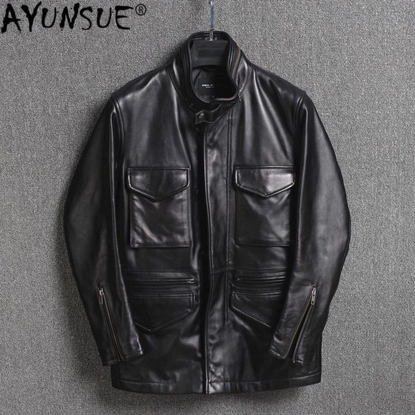 men's leather & faux ayunsue 2021 jacket men 100% sheepskin coat genuine loose korean spring autumn clothes mens jackets kj4730, Black
men's leather & faux ayunsue 2021 jacket men 100% sheepskin coat genuine loose korean spring autumn clothes mens jackets kj4730, Black