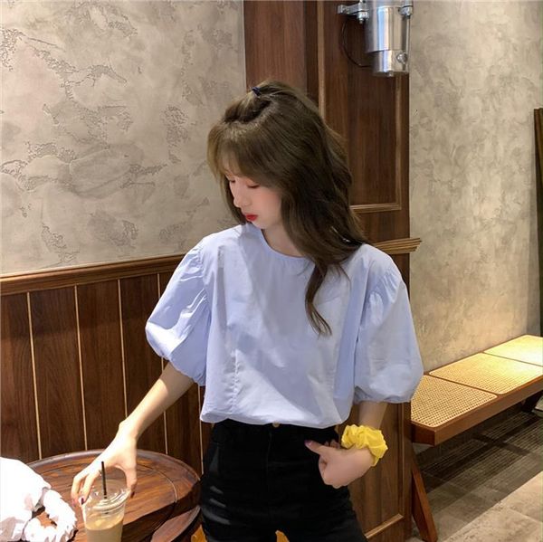 vintage summer korean womens blouses puff sleeve femme blusas o neck kleding dames, White
vintage summer korean womens blouses puff sleeve femme blusas o neck kleding dames, White