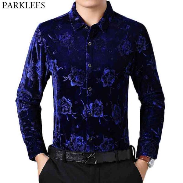 luxury royal blue floral velvet dress shirt mens slim fit long sleeve velour shirt men casual button down party social camisas 210522, White;black
luxury royal blue floral velvet dress shirt mens slim fit long sleeve velour shirt men casual button down party social camisas 210522, White;black