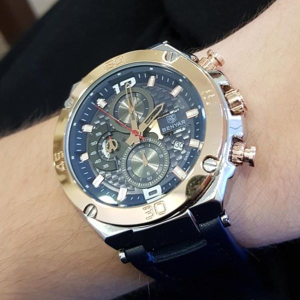 wristwatches benyar 2021 watch men chronograph quartz wristwatch leather waterproof man relogio masculino, Slivery;brown
wristwatches benyar 2021 watch men chronograph quartz wristwatch leather waterproof man relogio masculino, Slivery;brown