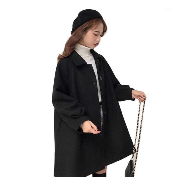 women's wool & blends autumn and winter small thick short retro woolen coat women korean version of the british style trend, Black
women's wool & blends autumn and winter small thick short retro woolen coat women korean version of the british style trend, Black