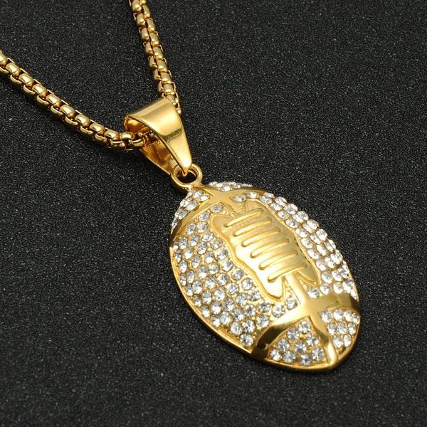 pendant necklaces d&z personality full crystal rugby football necklace gold color stainless steel jewelry for male, Silver
pendant necklaces d&z personality full crystal rugby football necklace gold color stainless steel jewelry for male, Silver