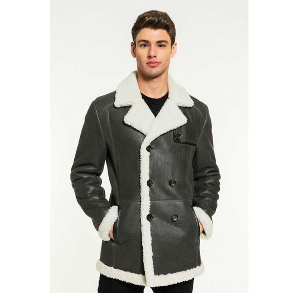 men's leather & faux 2021 mens sheepskin shearling jacket turkey casual grey fur coat long trench, Black
men's leather & faux 2021 mens sheepskin shearling jacket turkey casual grey fur coat long trench, Black