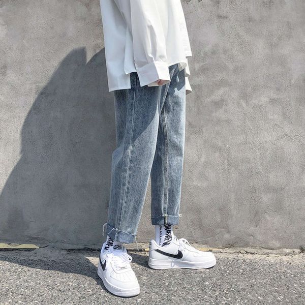 men's jeans autumn and winter light color loose straight tube flannel pants korean trend capris p4dt, Blue
men's jeans autumn and winter light color loose straight tube flannel pants korean trend capris p4dt, Blue