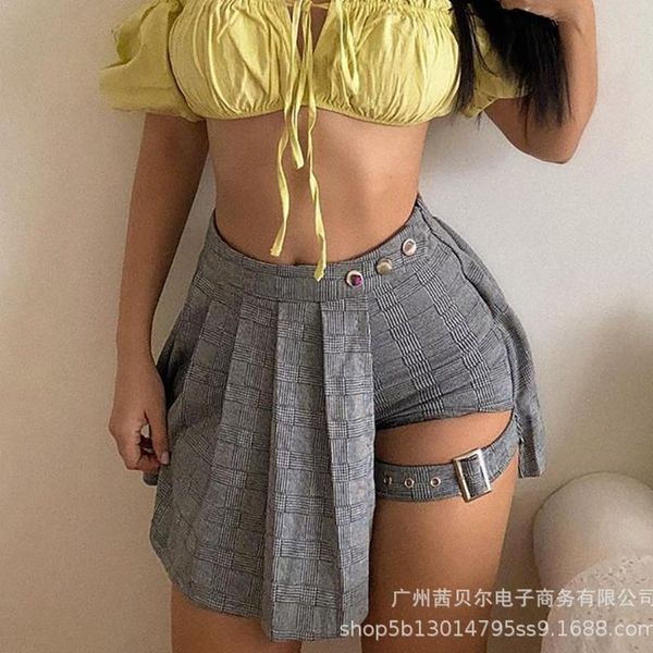 women's shorts mandylandy gray plaid irregular pant skirt high waist skinny solid color short pants women summer clubwear skirts, White;black
women's shorts mandylandy gray plaid irregular pant skirt high waist skinny solid color short pants women summer clubwear skirts, White;black