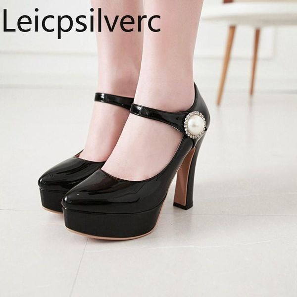 pumps spring and autumn fashion crystal pearl round head shallow mouth buckle thick heel high women's shoe plus size 34-43 dress shoes, Black
pumps spring and autumn fashion crystal pearl round head shallow mouth buckle thick heel high women's shoe plus size 34-43 dress shoes, Black