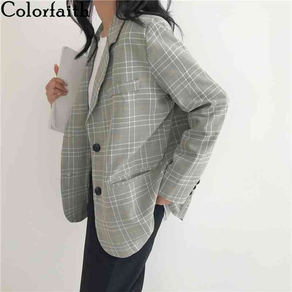 colorfaith new autumn winter women's blazers oversize plaid buttons pockets jackets notched vintage checkered jk150 210413, White;black
colorfaith new autumn winter women's blazers oversize plaid buttons pockets jackets notched vintage checkered jk150 210413, White;black