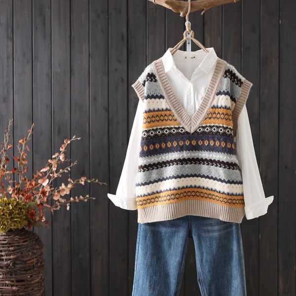 autumn winter sweater vest for women streetwear pullover knitted sleeveless jecket chaleco punto women's vests, Black;white
autumn winter sweater vest for women streetwear pullover knitted sleeveless jecket chaleco punto women's vests, Black;white