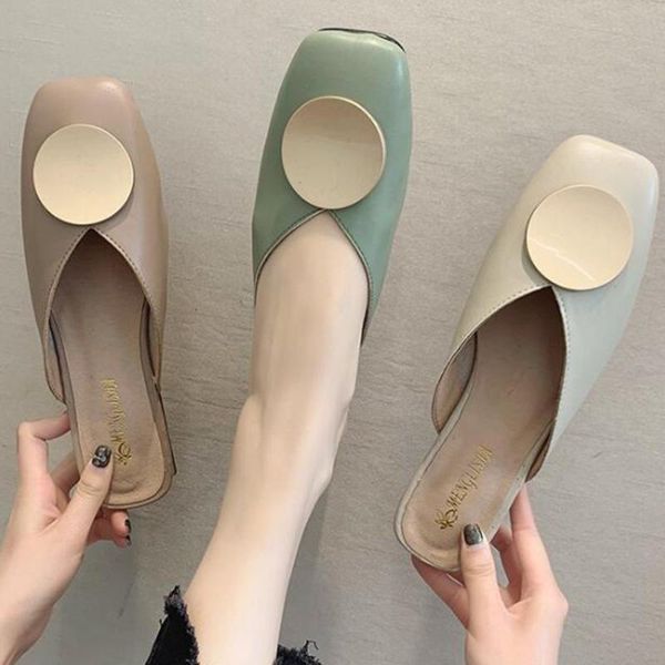 women slippers slip on mules flat thick heel casual shoes british round buckle sandals summer footwear xx355, Black
women slippers slip on mules flat thick heel casual shoes british round buckle sandals summer footwear xx355, Black