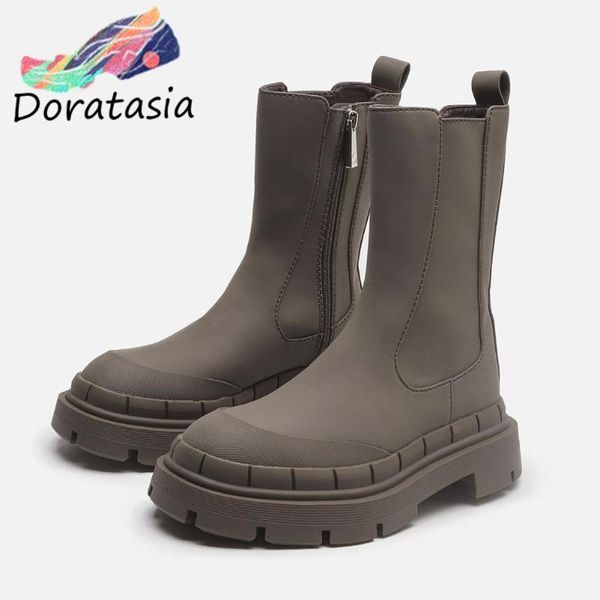 boots doratasia 2021 brand women solid zipper ankle waterproof riound toe platform womrn chunky heel luxury casual shoes, Black
boots doratasia 2021 brand women solid zipper ankle waterproof riound toe platform womrn chunky heel luxury casual shoes, Black