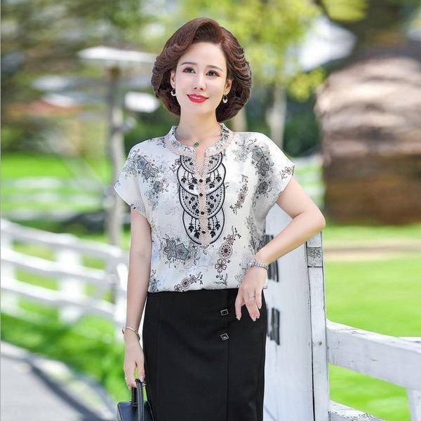 women's blouses & shirts pullover women summer silk shirt print short sleeve v-neck office lady 2021 middle-aged mother clothes, White
women's blouses & shirts pullover women summer silk shirt print short sleeve v-neck office lady 2021 middle-aged mother clothes, White